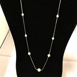 Silver & Faux Pearl Necklace